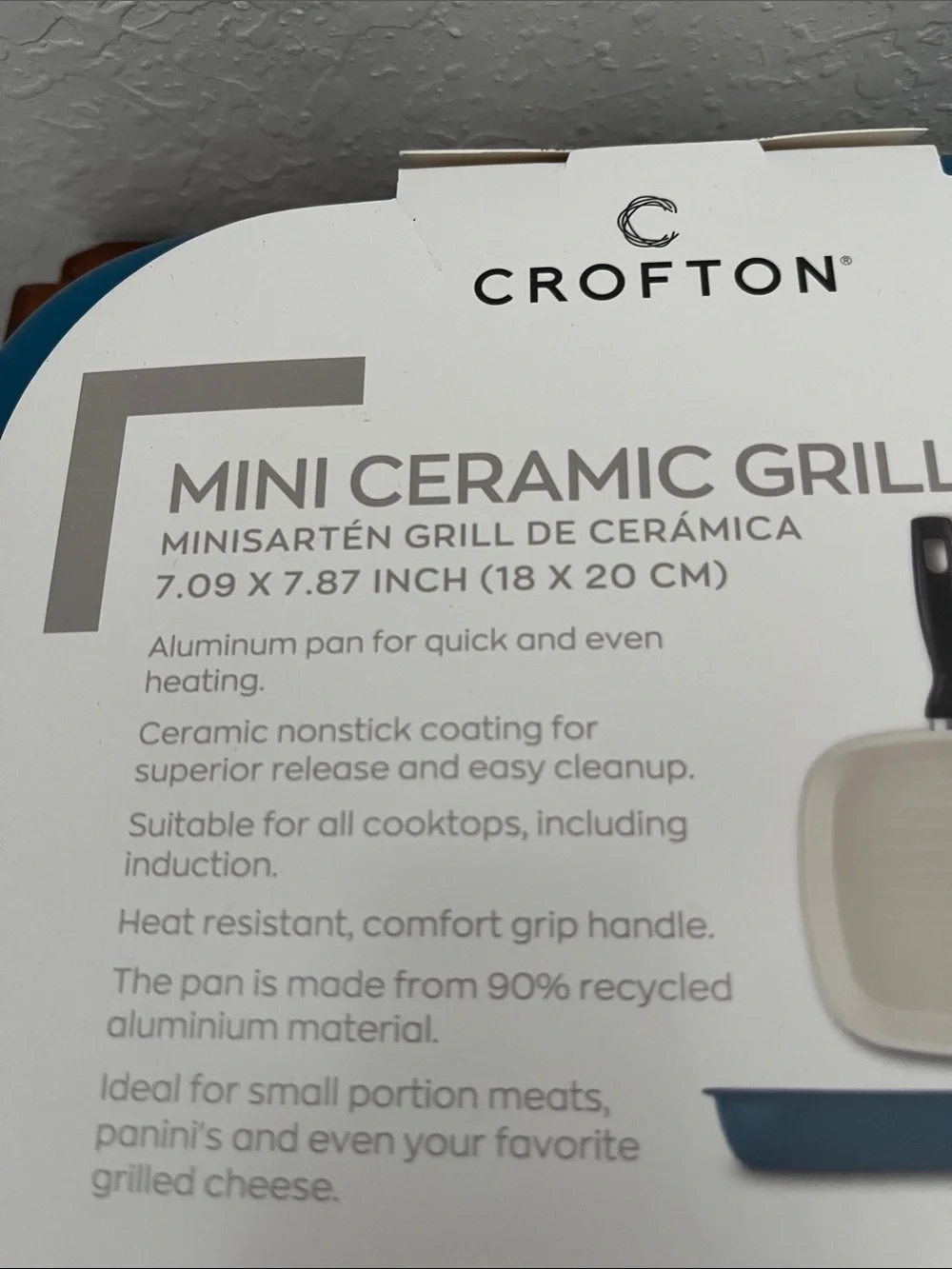Crofton Mini Ceramic Grill & Wok Pan - Teal Blue Exterior Dorm 1st Apt Ready !